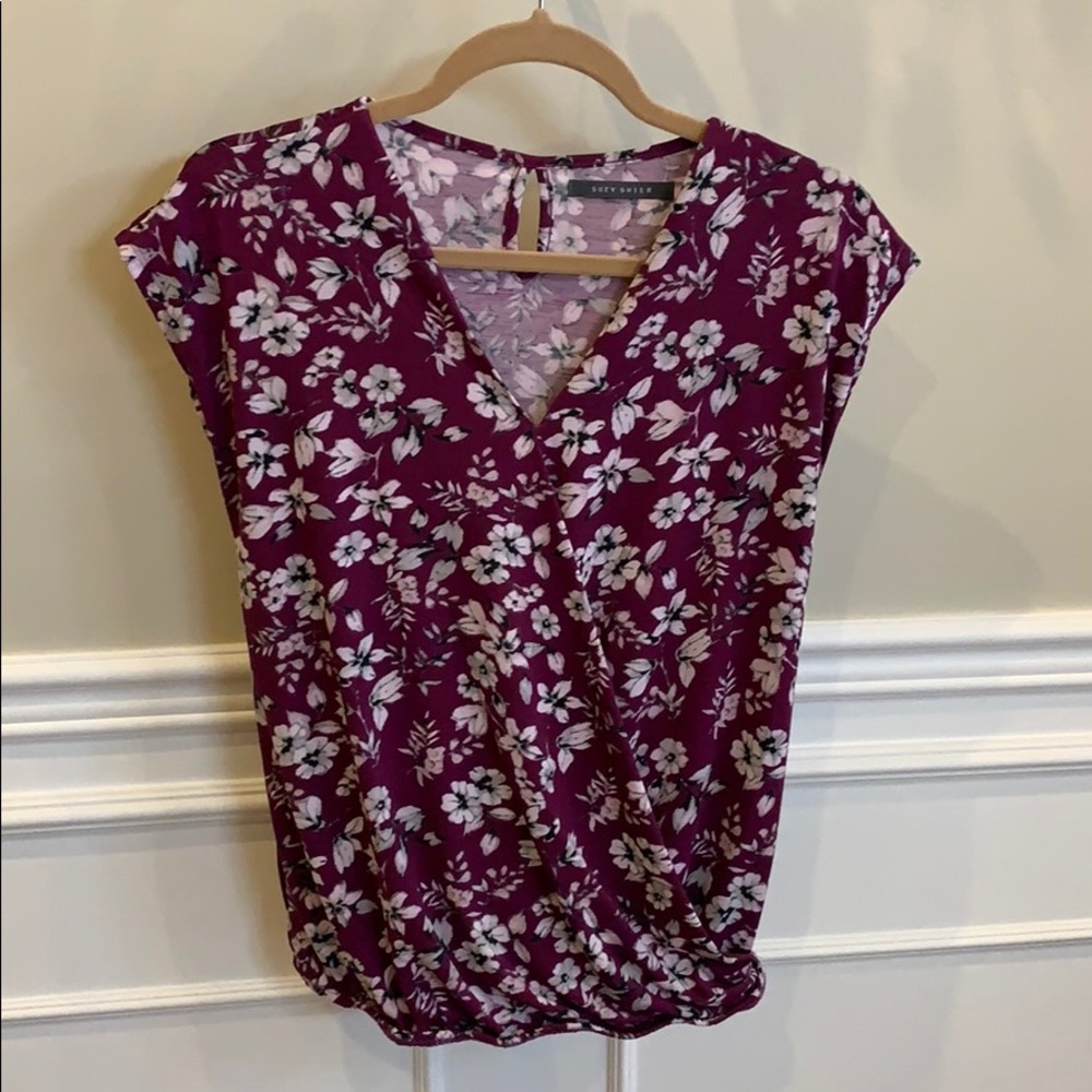 Purple floral crisscross top
